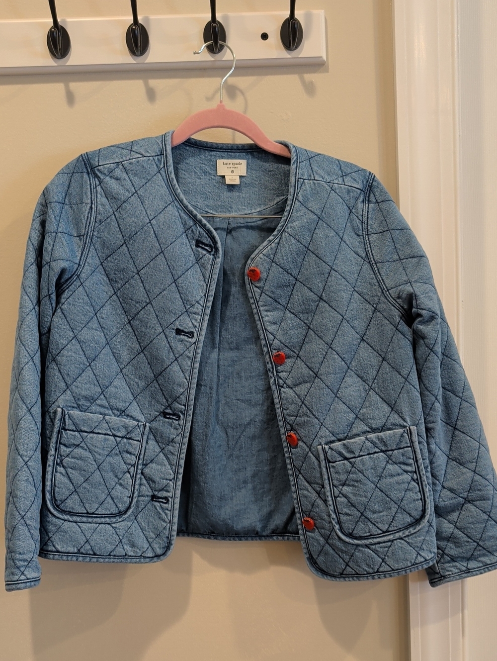 kate spade Light Blue Quilted Denim Jacket Kids size large